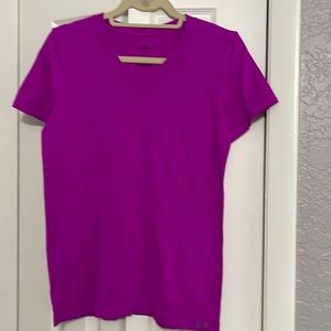 Champion stretch athletic shirt in Magenta with anti sweat designs. Size L